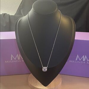 Melinda Maria Silver Necklace with Clear Pendant